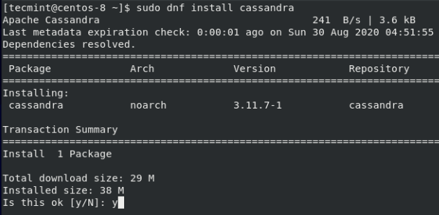 Installa Apache Cassandra in CentOS
