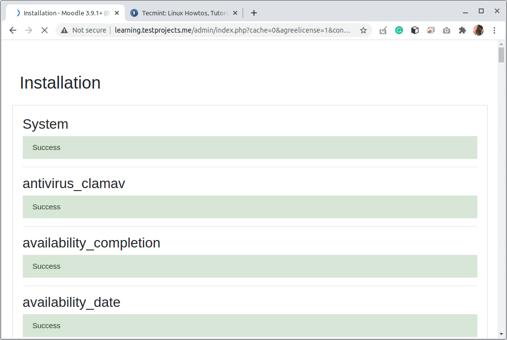 Installazione di Moodle