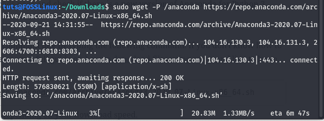 scaricando script inataller anaconda