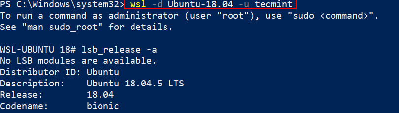 Connettiti a Linux Distor con l'utente