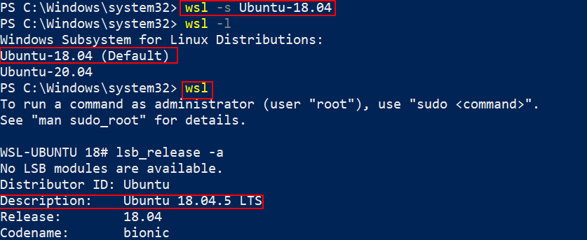 Cambia distribuzione Linux predefinita