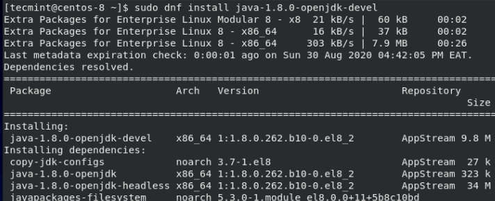 Installa Java su CentOS 8