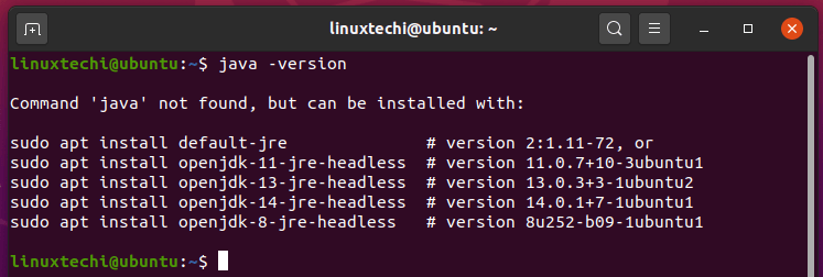 Controlla l'installazione di Java su Ubuntu