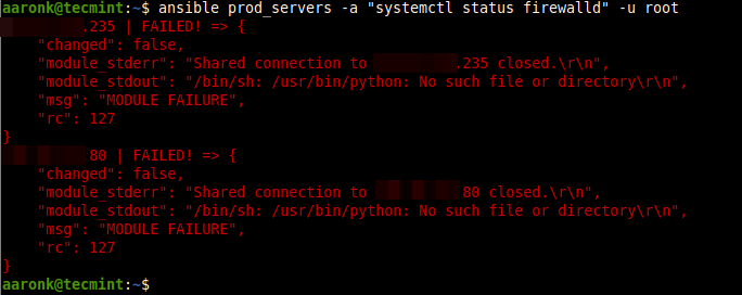 Errore modulo Ansible
