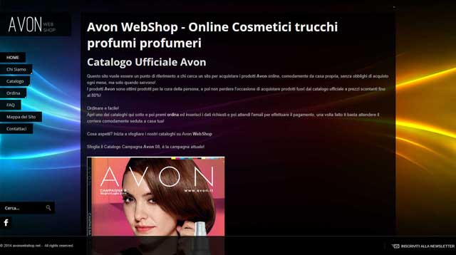 Avon web shop home page