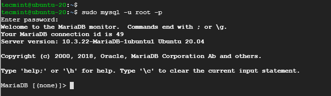 Connettiti a MySQL Shell
