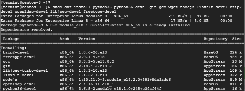 Installa Python 3 in CentOS 8