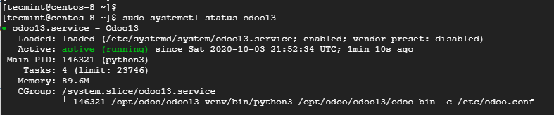 Controlla lo stato di Odoo
