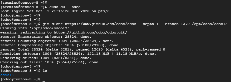 Clona Odoo Git Repository