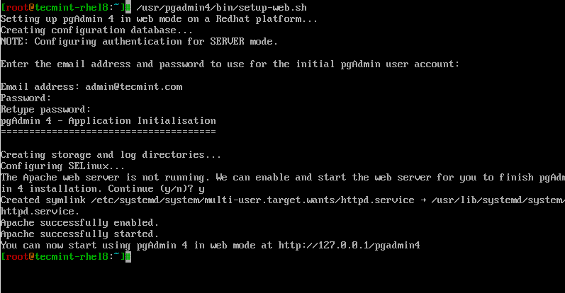 Eseguire lo script di installazione di Pgadmin