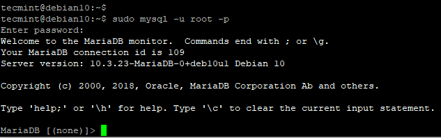 Accedi al database MariaDB