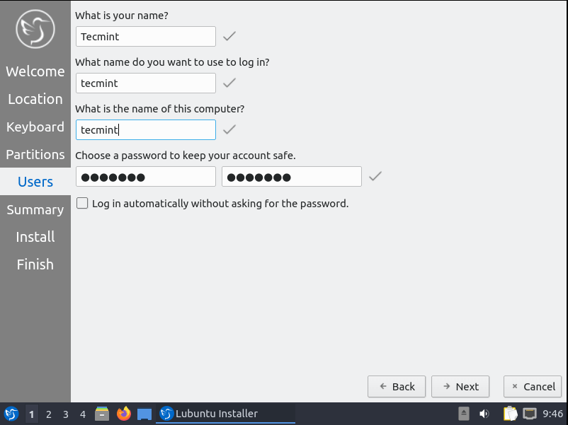 Crea account di sistema