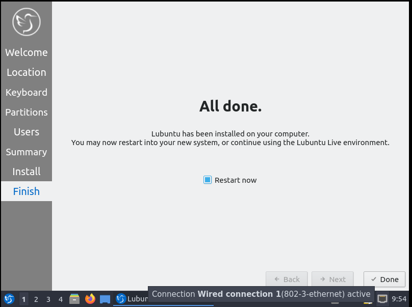 Installazione di Lubuntu completata