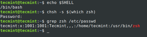 Imposta Zsh Shell in Ubuntu