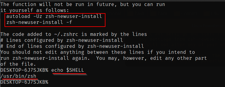 Installazione di Zsh completata