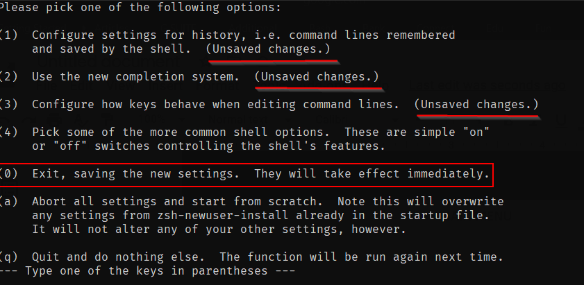 Impostazioni Zsh