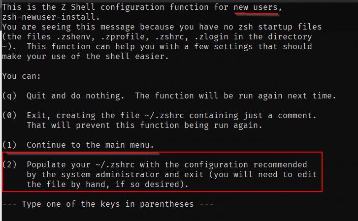 Parametri predefiniti Zsh
