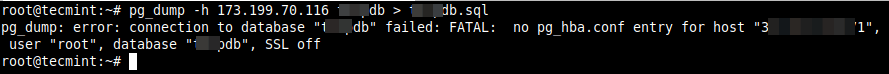 Errore di connessione al database PostgreSQL