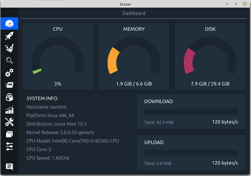Monitoraggio del sistema Linux Stacer