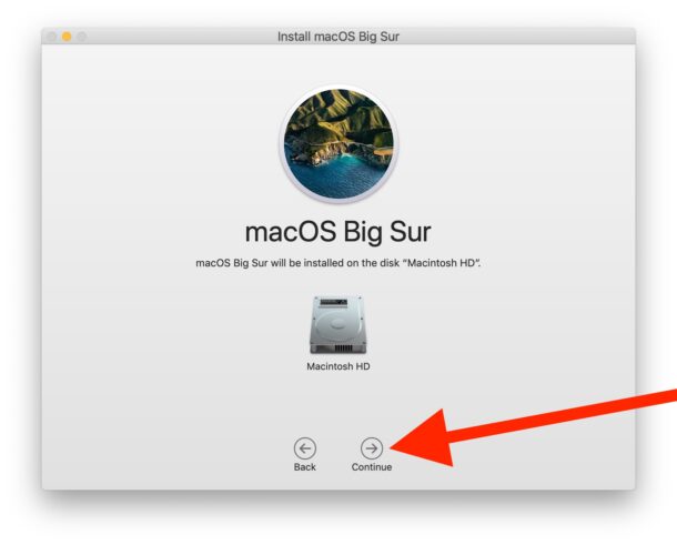 Scegli l'unità di destinazione e installa macOS Big Sur