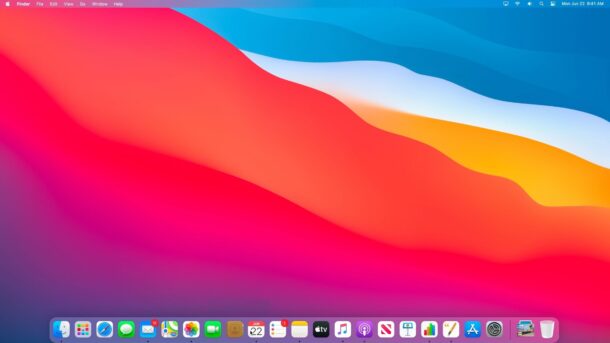 Schermata del desktop di macOS Big Sur