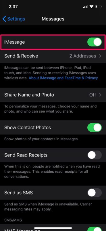 Risolvi i problemi relativi ai messaggi che non funzionano su iPhone