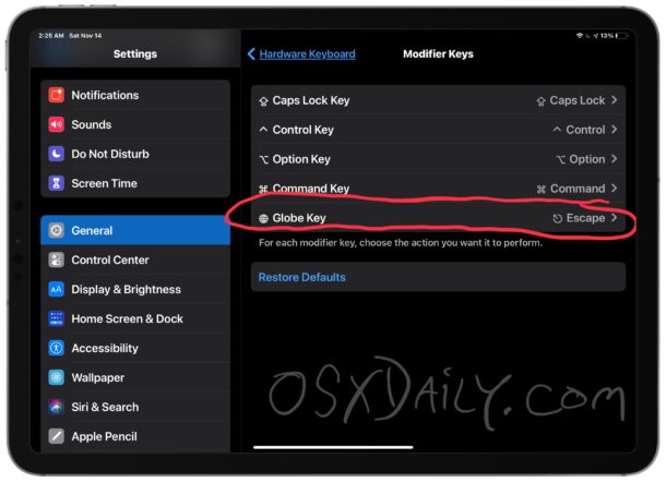 Come rimappare il tasto Globe sulla tastiera dell'iPad