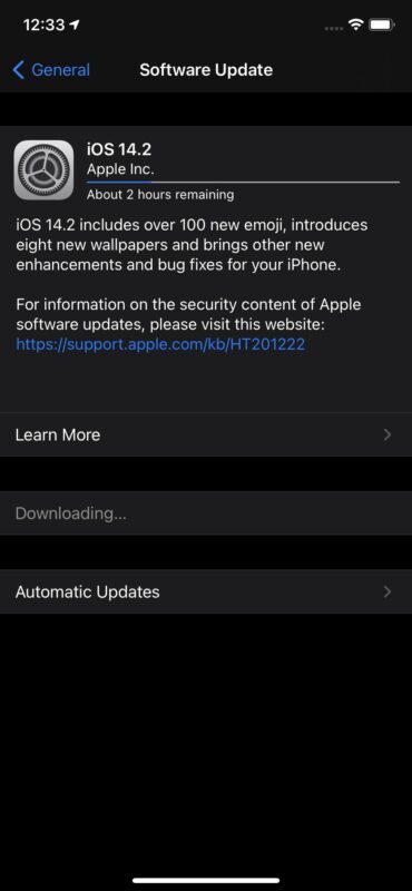 download dell'aggiornamento iOS 14.2