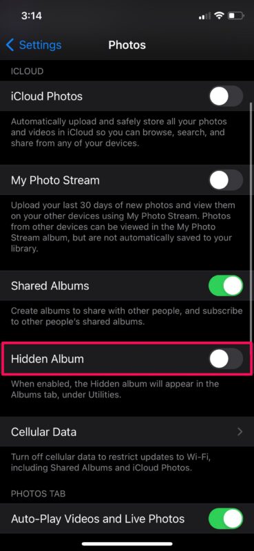 Come nascondere l'album delle foto nascoste su iPhone e iPad