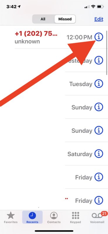 Come aggiungere un nuovo contatto direttamente dall'elenco delle telefonate all'iPhone