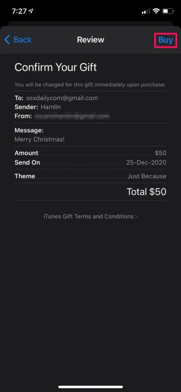 Come inviare buoni regalo Apple da iPhone e iPad