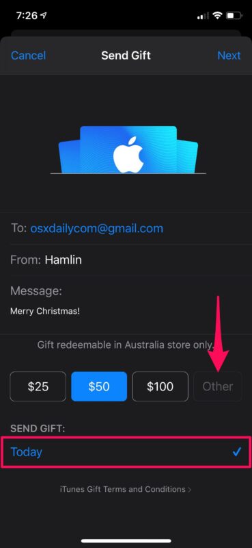 Come inviare buoni regalo Apple da iPhone e iPad