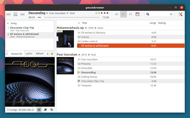 gmusicbrowser layout del desktop brillante