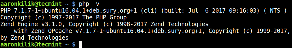 Controlla la versione PHP predefinita in Ubuntu