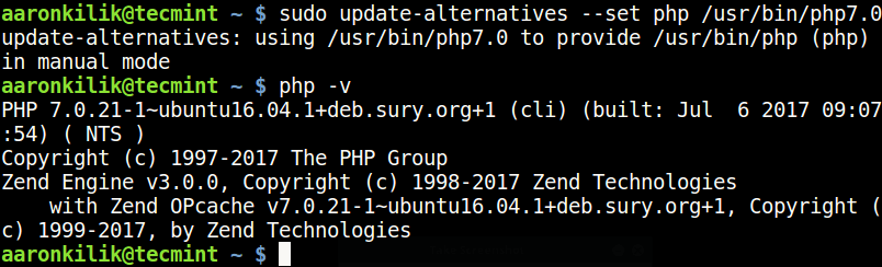 Imposta la versione di PHP 7.0 in Ubuntu