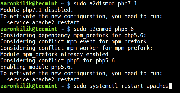 Abilita Disabilita moduli PHP per Apache