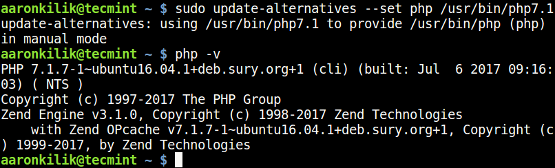 Imposta la versione PHP 7.1 in Ubuntu