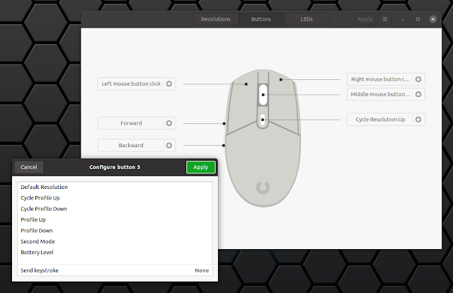 Piper configura le macro del mouse Logitech Linux