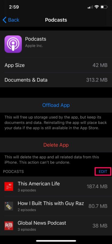 Come cancellare lo spazio di archiviazione dei podcast su iPhone e iPad per liberare spazio