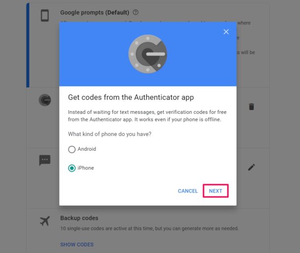 Come spostare l'account Google Authenticator su un nuovo iPhone