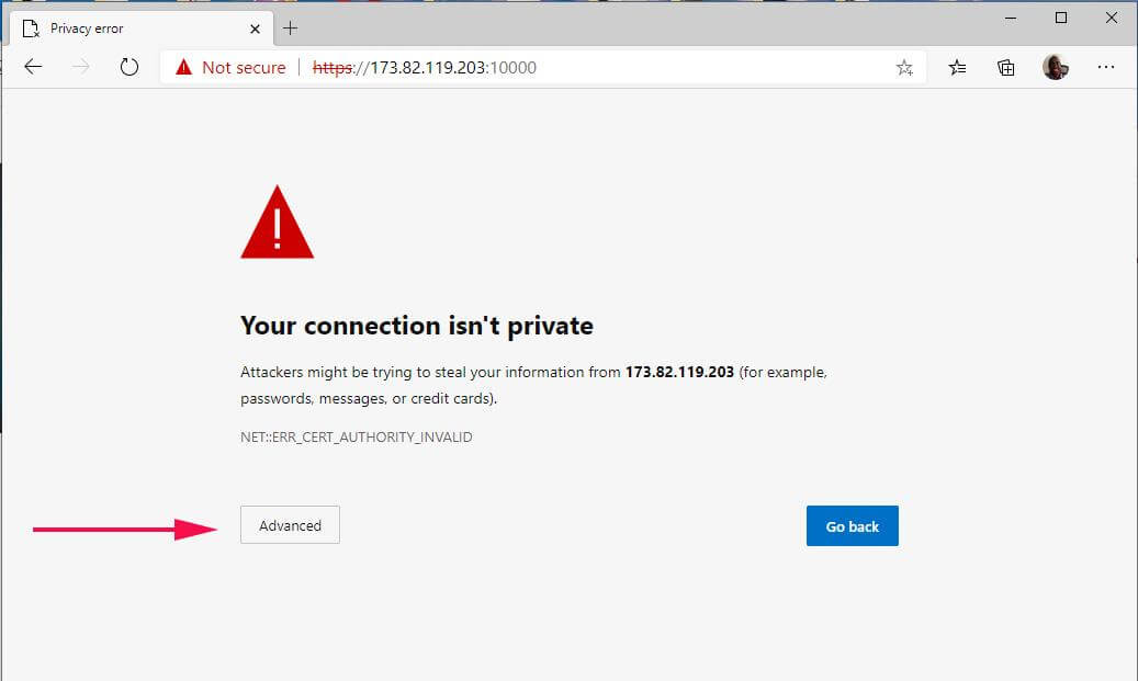 Avviso certificato SSL autofirmato