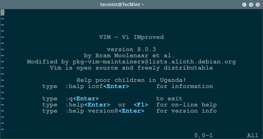 Esecuzione di Vim 8.0 in Ubuntu 16.04