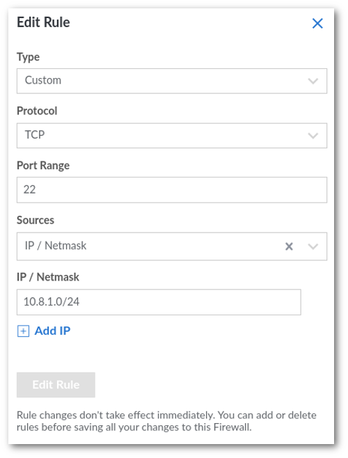 Regole del firewall SSH Linode