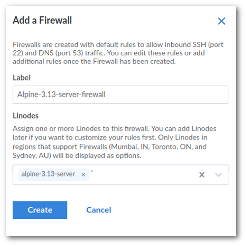 Firewall cloud Linode