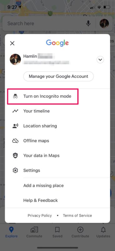 Come utilizzare la modalità di navigazione in incognito di Google Maps su iPhone e iPad