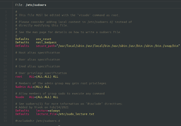 Aggiunta di spezie alla tua sessione sudo con un file di lezione su Linux o Unix