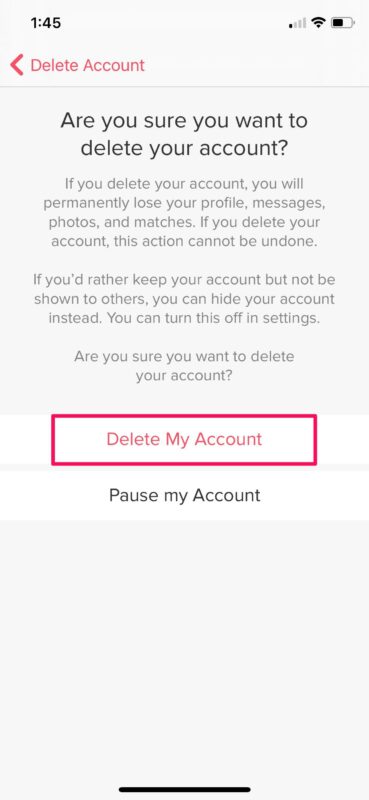 Come eliminare il tuo account Tinder su iPhone