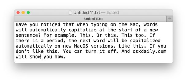 Come disabilitare le parole in maiuscolo automatico su Mac
