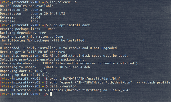 Come installare Dart Programming Language SDK su Ubuntu o Debian Linux