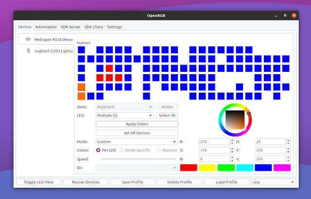 Tastiera OpenRGB Linux